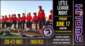 HiToms Host Little League Night June 17th