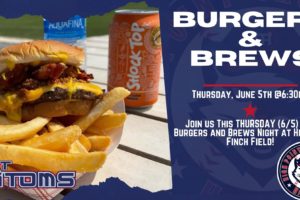 Next Home Game – Burgers & Brews Night Thursday, June 5th at 6:30PM!