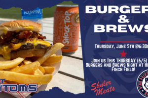 Next Home Game – Burgers & Brews Night Thursday, June 5th at 6:30PM!