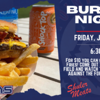 Join Us For Burger Night TONIGHT At Finch Field!