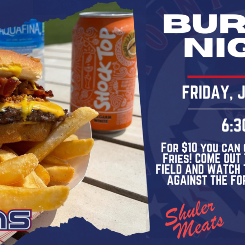 Join Us For Burger Night TONIGHT At Finch Field!