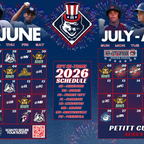 The High Point-Thomasville HiToms Announce Summer 2026 Schedule. Tickets are on sale now!